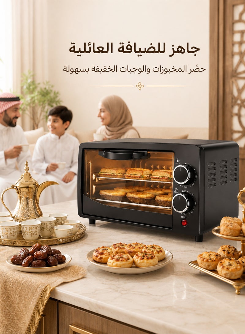 RUIYADA 12L Mini Electric Oven with Adjustable Temperature (0-230°C) & 60-Min Timer, Double-Layer Baking Position, Multi-Function Automatic Oven for Cake, Bread & Tart – Compact Home Baking Oven with Accessories - Image 1