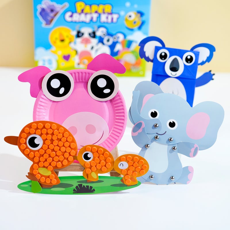 DIY Children's Craft Kit - Cartoon Animal Paper Plate, Paper Bag Puppets - Image 3