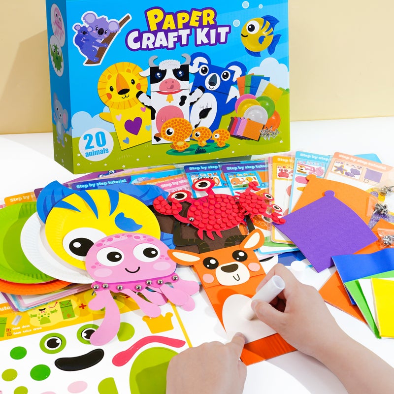 DIY Children's Craft Kit - Cartoon Animal Paper Plate, Paper Bag Puppets - Image 2