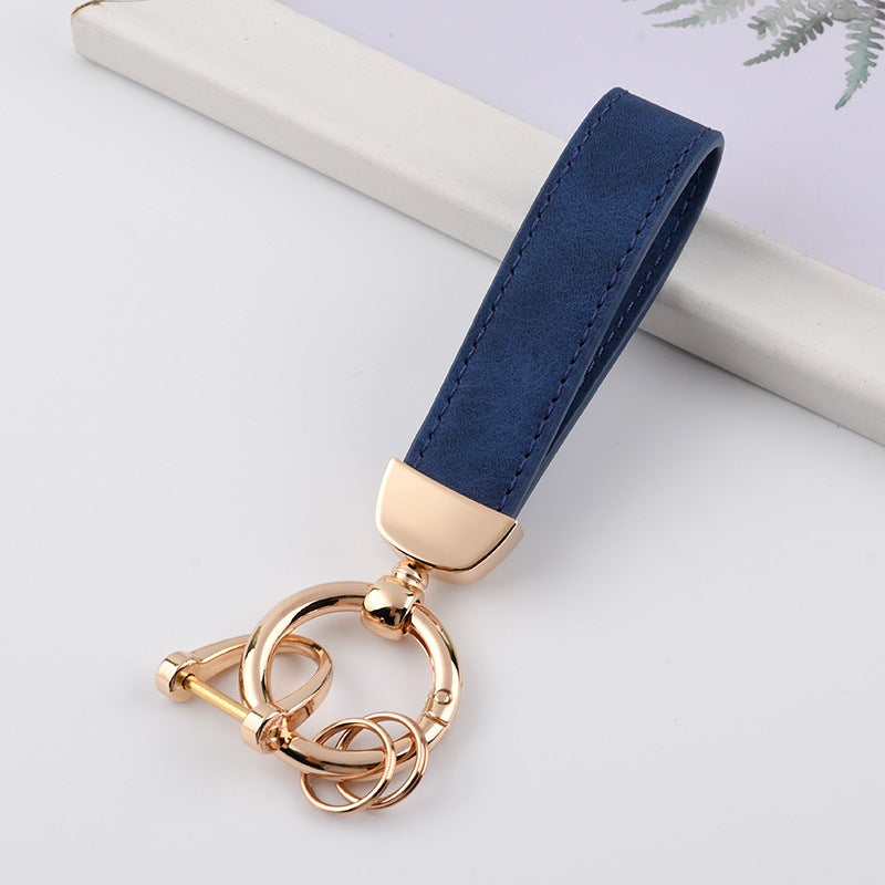 New Suede Car Key Chain Hardware Anti-Lost Key Ring Ring Can Be Embossed Logo Leather Key Chain - Image 1