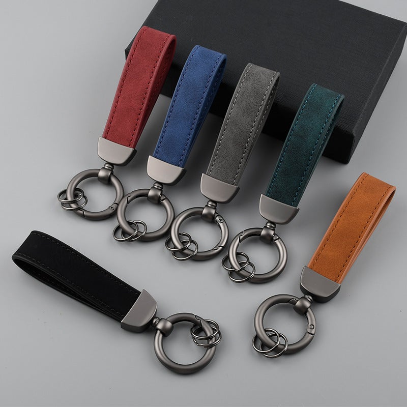 New Suede Car Key Chain Hardware Anti-Lost Key Ring Ring Can Be Embossed Logo Leather Key Chain - Image 2