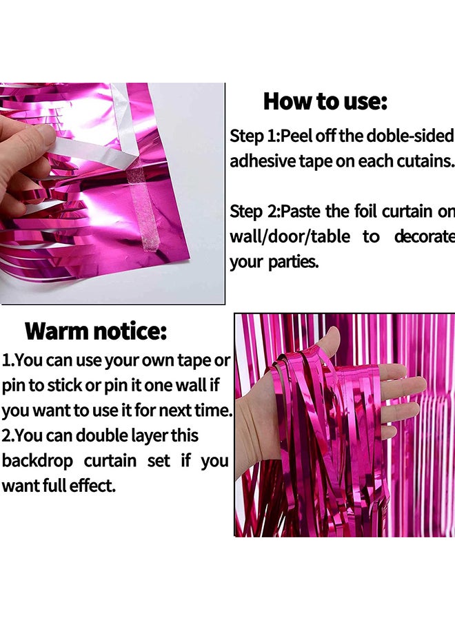 Goldedge Metallic Tinsel Foil Fringes Curtains Party Photo Backdrop for Birthday Decorations 2-Piece Set, 100 x 200 cm Size, Pink  - Image 4