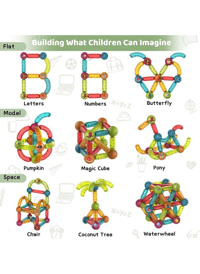 GREEN CAMEL - 52 PCS Magic Magnetic Blocks & Tiles Construction Set - STEAM Educational 3D Building Blocks for Kids 3+ Years, Creative Magnetic Toys for Toddlers, Magnetic Building Sticks & Blocks for STEM Learning and Fun - Image 1