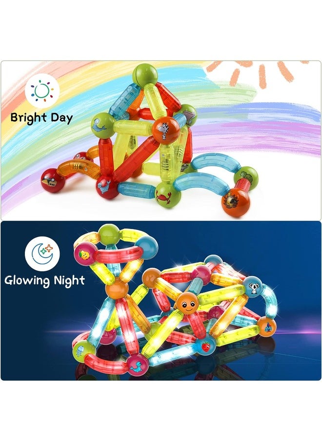 GREEN CAMEL - 52 PCS Magic Magnetic Blocks & Tiles Construction Set - STEAM Educational 3D Building Blocks for Kids 3+ Years, Creative Magnetic Toys for Toddlers, Magnetic Building Sticks & Blocks for STEM Learning and Fun - Image 1