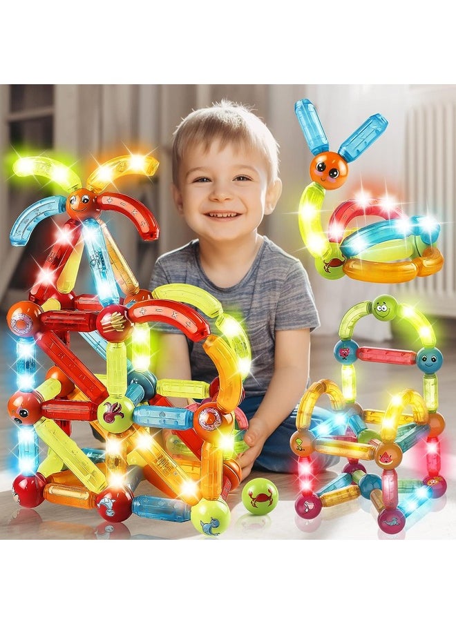 GREEN CAMEL - 52 PCS Magic Magnetic Blocks & Tiles Construction Set - STEAM Educational 3D Building Blocks for Kids 3+ Years, Creative Magnetic Toys for Toddlers, Magnetic Building Sticks & Blocks for STEM Learning and Fun - Image 1