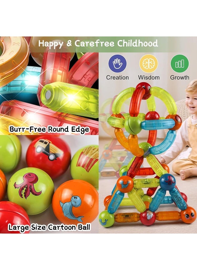 GREEN CAMEL - 52 PCS Magic Magnetic Blocks & Tiles Construction Set - STEAM Educational 3D Building Blocks for Kids 3+ Years, Creative Magnetic Toys for Toddlers, Magnetic Building Sticks & Blocks for STEM Learning and Fun - Image 1