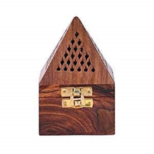 suvasane? Pyramid Shape Dhoop Batti Stand/Wooden Incense Holder/Dhoop 7x7x14 cm - Image 1
