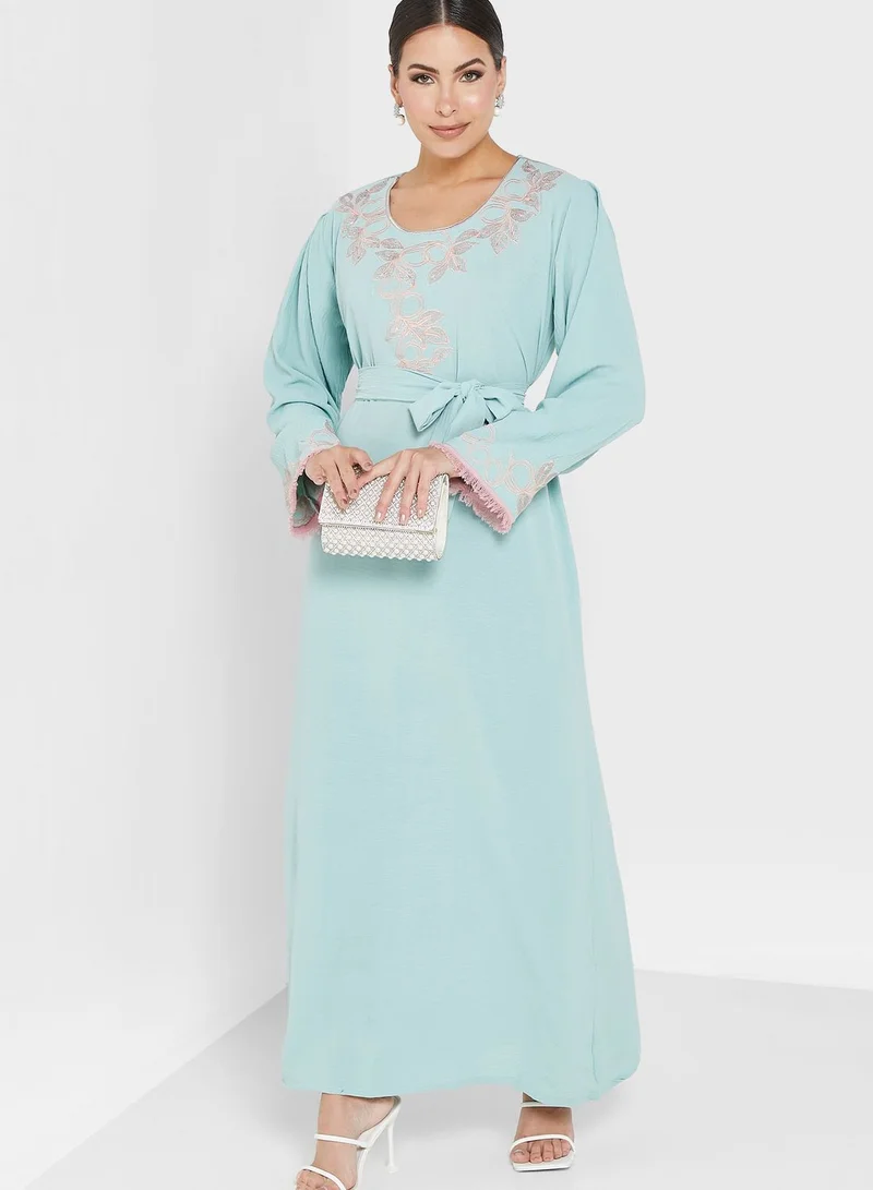 hayas closet Embellished Belted Jalabiya