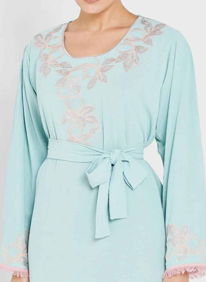 hayas closet Embellished Belted Jalabiya