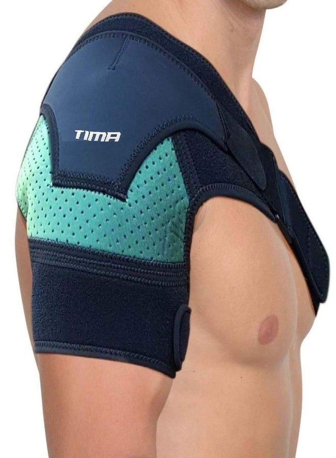 TIMA Shoulder Brace for Men and Women Torn Rotator Support Neoprene Shoulder Compresion Shoulder Support (Black, Green) - Image 1