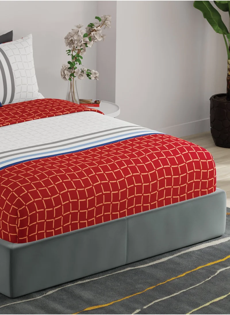 يونايتد كولورز أوف بينتيون United colors of Benetton Rainbow Maroon 210 TC Fitted sheet with 2 pillow covers