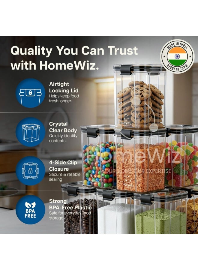 HomeWiz طقم علب تخزين للمطبخ من HomeWiz (8 قطع، سعة 1100 مل) - حاويات محكمة الغلق وآمنة غذائياً (خالية من مادة BPA) مزودة بمشابك إغلاق جانبية - قابلة للتكديس ومناسبة للتخزين في خزانة المؤن والثلاجة. - Image 4