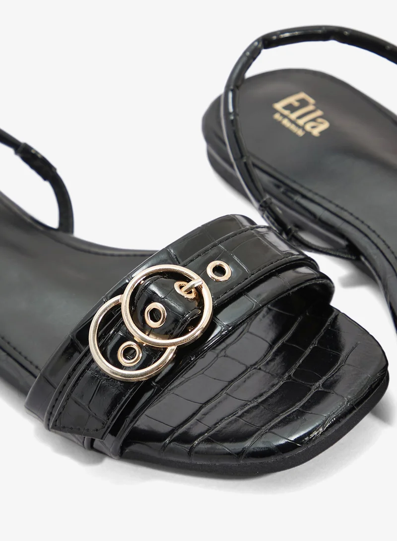 ELLA Black Sling Back Flat Sandal for Women | Best Price UAE
