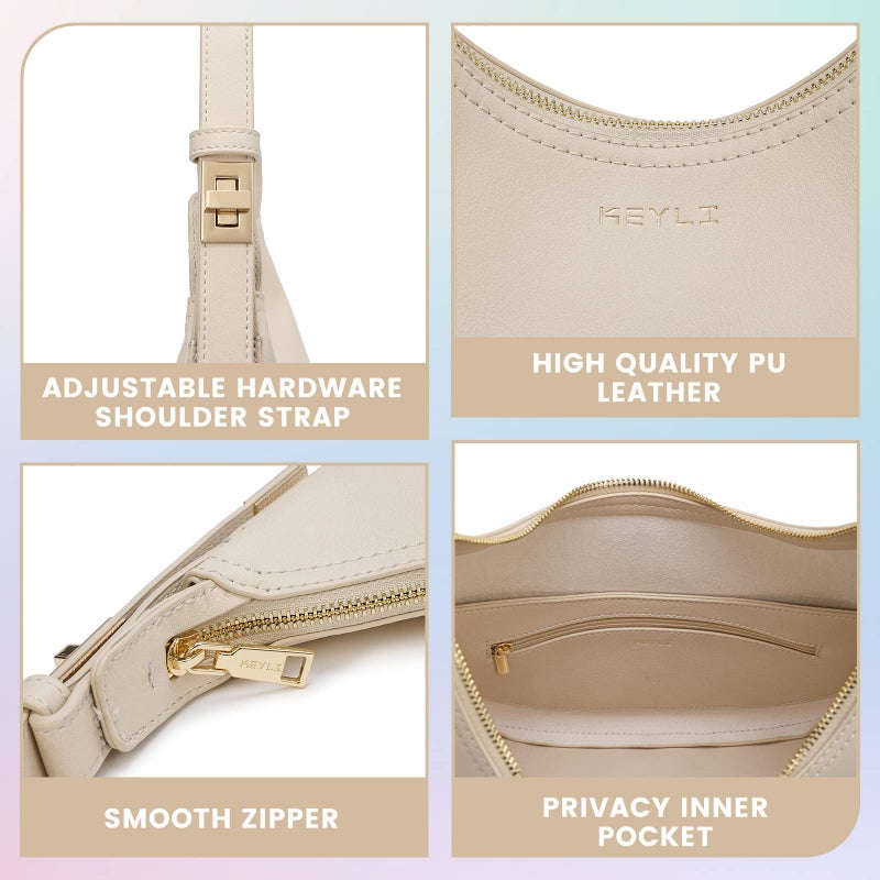 Keyli Keyli Women's Waterproof Leather Small Clutch Purse, Trendy Zipper Top Handle Bags, Mini Purses, Cute Tote Bags with Adjustable Strap, Khaki  - Image 5