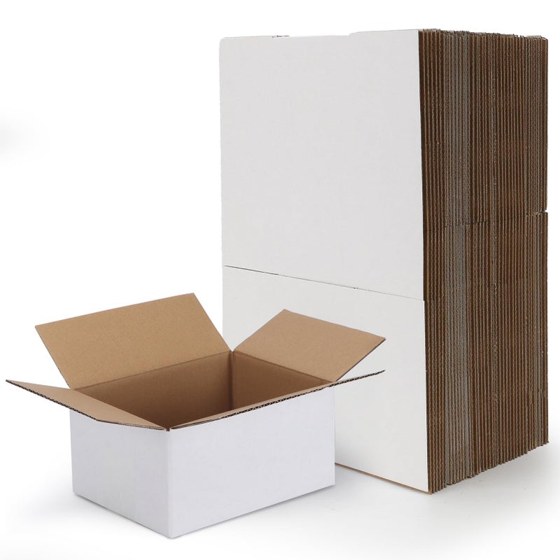 RLAVBL 8x6x4 Shipping Boxes Set of 40, White Corrugated Cardboard Box for Packing, Mailing, Business - Image 1