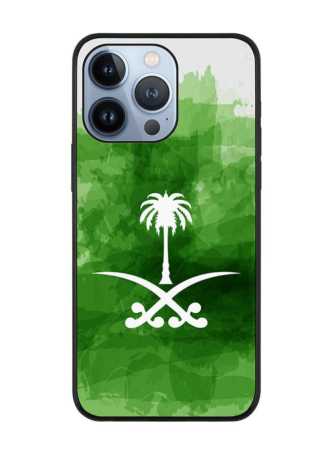 Stylizedd Rugged Black edge case for Apple iPhone 13 Pro Slim fit Soft Case Flexible Rubber Edges Anti Drop TPU Gel Thin Cover - Saudi Emblem - Image 1