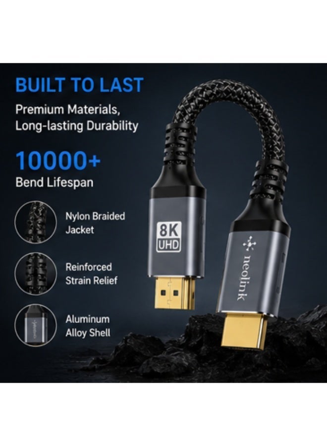 neolink كابل HDMI 2.1 8K من Neolink عالي السرعة بدقة فائقة 48Gbps لتجربة سمعية بصرية متفوقة - 8K@30HZ، 4K@120hz، 144Hz eARC HDR10، HDCP 2.2، متوافق مع Dolby لجهاز PS5، والتلفزيونات الذكية - Image 4