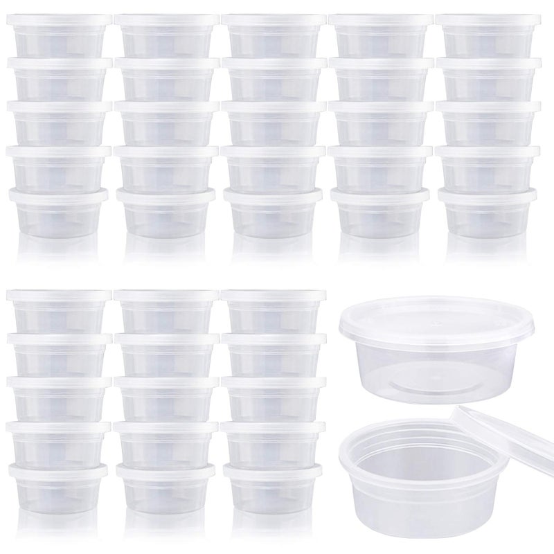 Augshy Augshy Small Slime Containers With Lids 50 Pack Hawaiian Shaved Ice Mold Jello Shot Cups Condiment Containers Plastic Portion Cups with Lids for Salad Dressing Food Storage Containers 2 oz