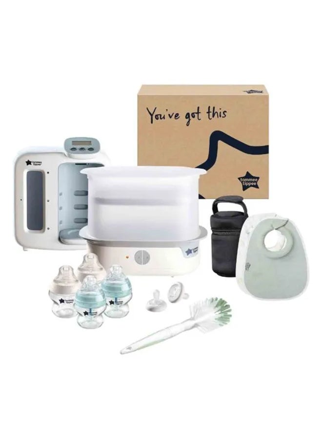 tommee tippee Ultimate Formula Feeding Kit White Gift set - Electric Steam Sterilizer/ Perfect Prep Day & Night/Closer to Nature bottles/Insulated bottle bag/Breast-Like soothers - Image 1