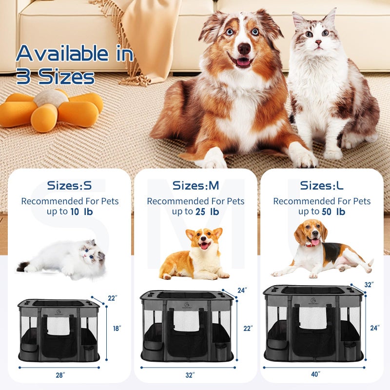 Romantic bear 40x32x24 Inches Dog Playpen,Pet Playpen,Foldable Puppy Cat Playpen,Portable Exercise Kennel Tent Crate,Water-Resistant Breathable Shade Cover,Indoor Outdoor Travel Camping Use for Small Animals(L) - Image 2