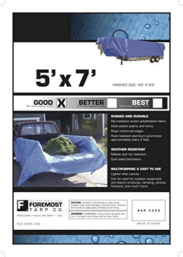 Dry Top Multi-Purpose Economy Poly Tarp, 5x7 Feet, Blue - Image 3