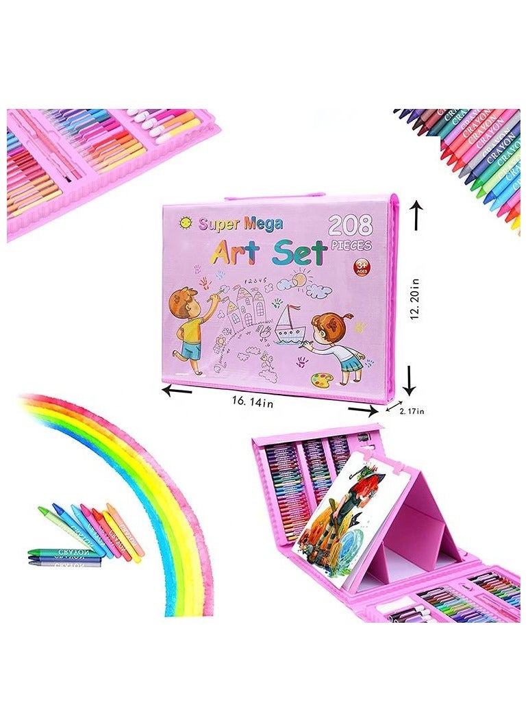 208 PCS Art Supplies, Drawing Art Kit for Kids Girls Boys Teens Artist, Art Set Case with Trifold Easel, Includes Oil Pastels, Crayons, Colored Pencils, Coloring Book, Scissors, Origami Paper 40 Sheets - Image 4