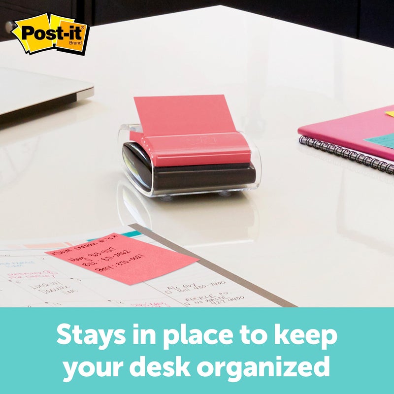 Post-it حامل ملاحظات بوست-إت المنبثقة، 3x3 بوصة، قاعدة سوداء وقمة شفافة، العبوة تشمل الحامل ودفتر ملاحظات من 45 ورقة (WD-330-BK) - Image 2