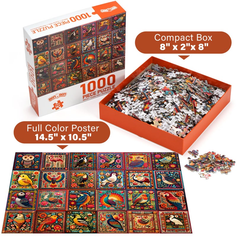 BenBen Puzzles for Adults 1000 Pieces, Bird Crochet, Jigsaw Puzzles with Letters on Back, Challenging Puzzles for Family Game Night Home DÃ©cor - Image 3
