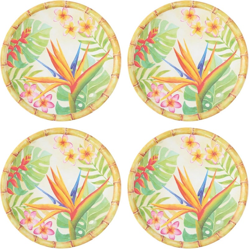 UP UPware Bird of Paradise Melamine Round Dessert Plates Small Serving Plates for Appetizer Snacks and Side Dishes Multicolor 6 Inch Set of 4 - Image 1
