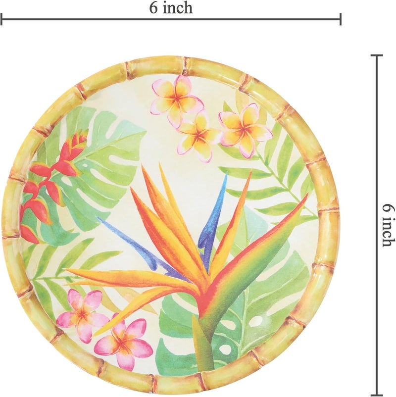 UP UPware Bird of Paradise Melamine Round Dessert Plates Small Serving Plates for Appetizer Snacks and Side Dishes Multicolor 6 Inch Set of 4 - Image 3