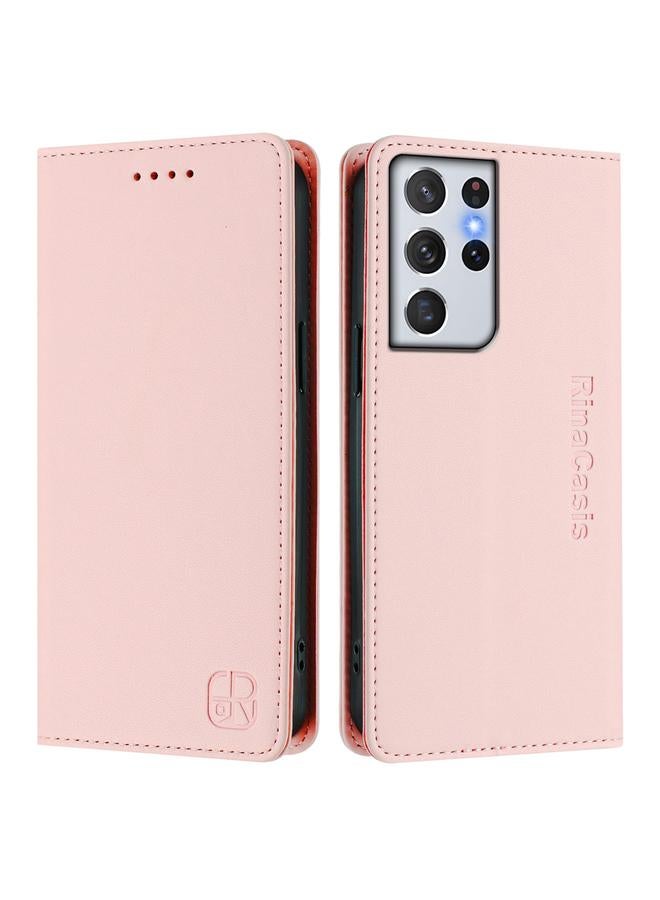 اس-توب جراب لهاتف Samsung Galaxy S21 Ultra 5G RC01 جراب هاتف جلدي مزدوج الطي مزود بشفط مغناطيسي بتقنية RFID - Image 2