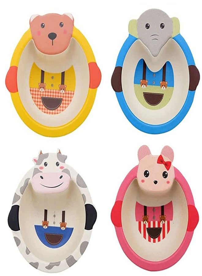 ماياترا وعاء طعام للأطفال من الخيزران من ماياترا، وعاء عشاء صديق للبيئة مصنوع من ألياف الخيزران، مزين برسومات كرتونية متعددة الألوان عشوائية. (6) - Image 1