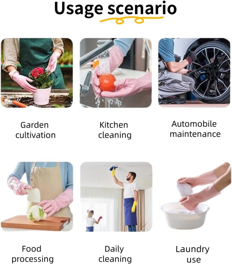 bepisof Thickened Latex Cleaning Gloves, Dishwashing Gloves with Plush Lining - Anti-Slip, Stain-Free, Odorless - Ideal for Household Cleaning, Laundry(Morandi Powder) - Image 5
