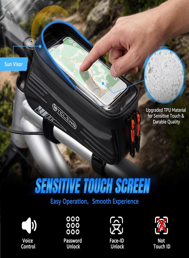 WOTOW Bike Frame Bag - Waterproof Bicycle Top Tube Bag with TPU Sensitive Touch Screen & 1.9L Capacity, EVA Hard Shell Phone Holder Mount Bag, Compatible with 4.7-7" Phones with Case - Image 3