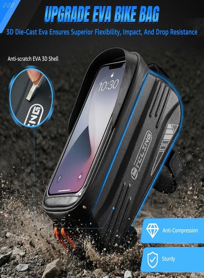 WOTOW Bike Frame Bag - Waterproof Bicycle Top Tube Bag with TPU Sensitive Touch Screen & 1.9L Capacity, EVA Hard Shell Phone Holder Mount Bag, Compatible with 4.7-7" Phones with Case - Image 2