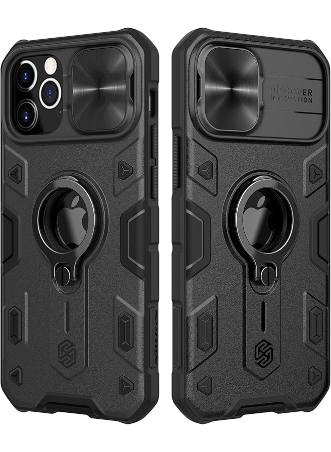 Nillkin Armor Case Compatible With Iphone 12 Pro Max Case Built In Kickstand And Camera Protector Shockproof Hard Pc And Soft Silicone Bumper Hybrid Cover Phone Case For Phone 12 Pro Max 6.7'' Black - Image 1