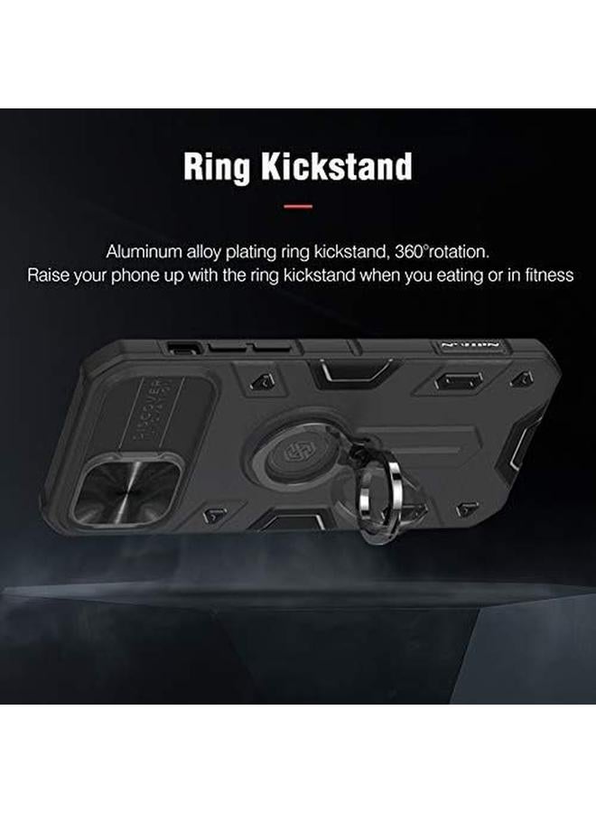 Nillkin Armor Case Compatible With Iphone 12 Pro Max Case Built In Kickstand And Camera Protector Shockproof Hard Pc And Soft Silicone Bumper Hybrid Cover Phone Case For Phone 12 Pro Max 6.7'' Black - Image 2