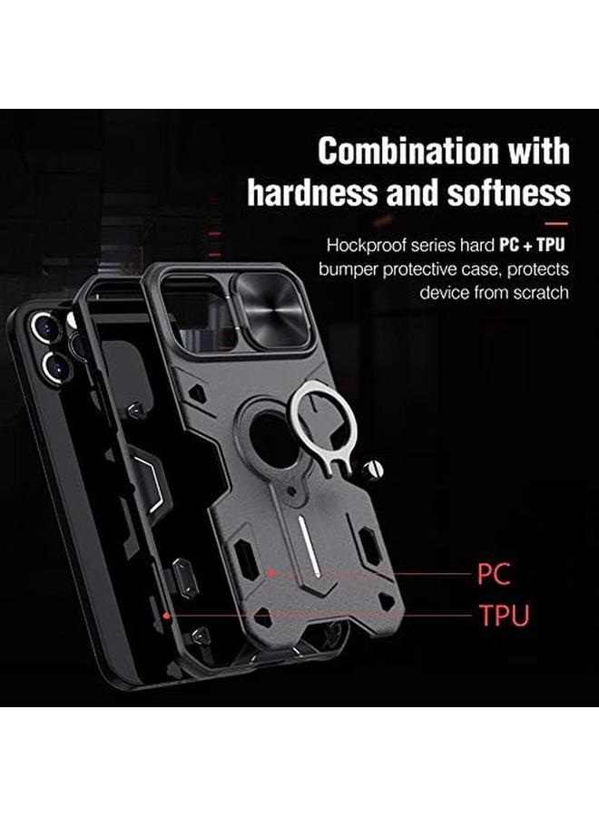 Nillkin Armor Case Compatible With Iphone 12 Pro Max Case Built In Kickstand And Camera Protector Shockproof Hard Pc And Soft Silicone Bumper Hybrid Cover Phone Case For Phone 12 Pro Max 6.7'' Black - Image 3