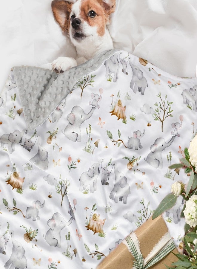 BOPRIO Baby Blankets for Unisex Boys Girls, Super Soft Nursery Minky Blankets with Baby Elephant Design and Dotted Fleece Backing, Printed Bed Throws Newborn - Image 5