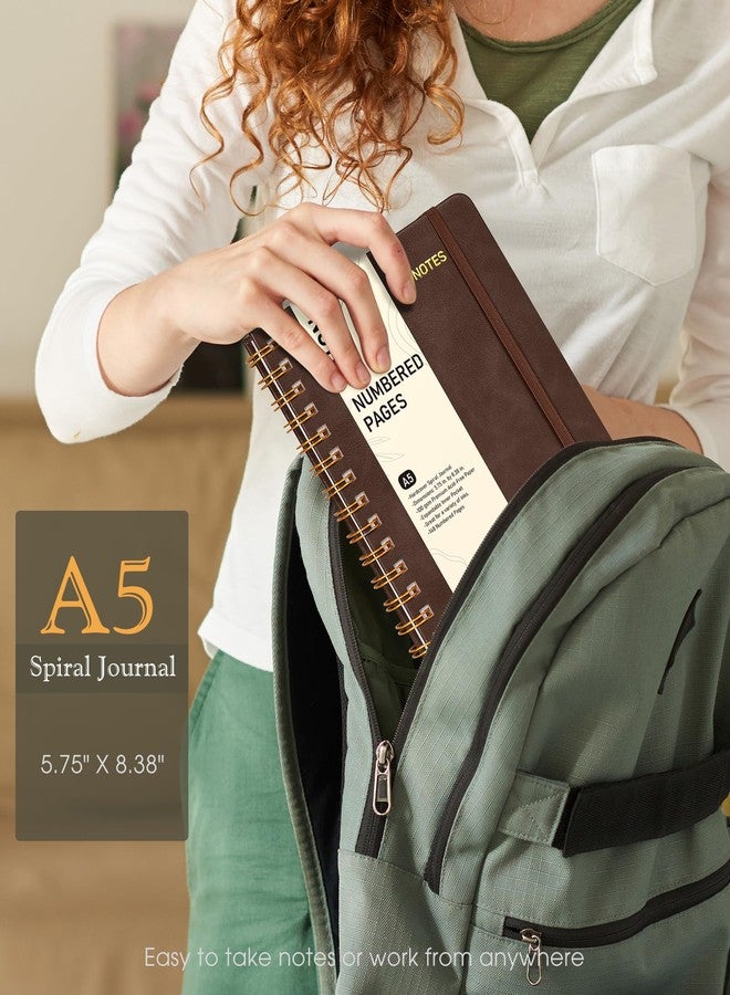PAPEJOON Lined Spiral Journal Notebook, A5 Hardcover Spiral Journals for Women Men, 150 Numbered Pages Spiral Bound Notebook, 100 GSM College Ruled Notebooks for Writing Note Taking 5.75" x 8.38", Dark Brown - Image 3