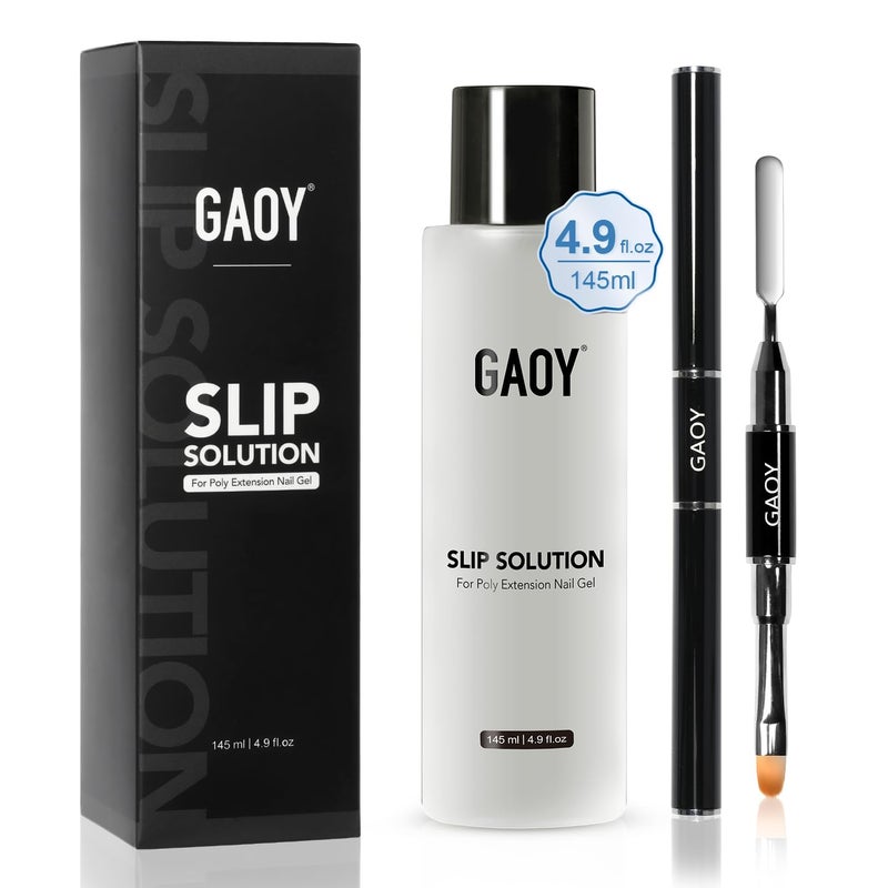 GAOY Slip Solution Set for Poly Gel Nails, 145ml Anti-stick Liquid with Nail Art Brush, for Building Extension Gel Nails - Image 1
