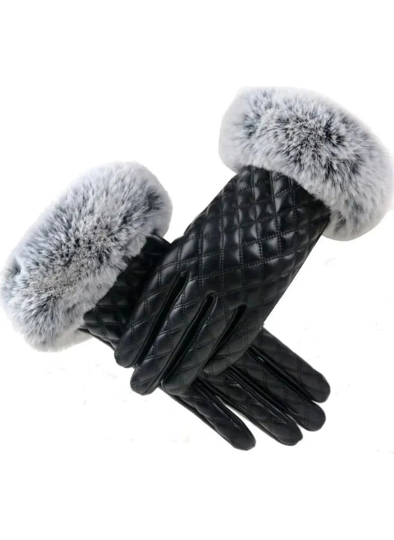 Trenderrs Women's Touch Screen Windproof Cold Resistant Vegan Leather Gloves  - Image 1