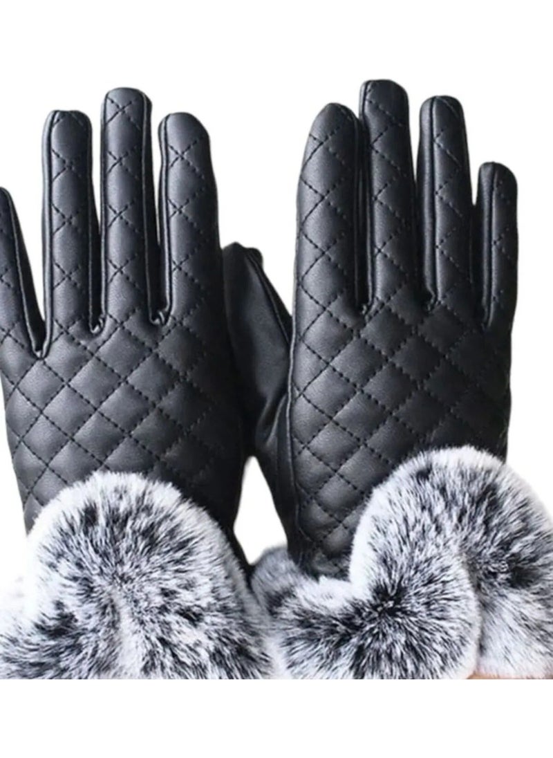 Trenderrs Women's Touch Screen Windproof Cold Resistant Vegan Leather Gloves  - Image 2