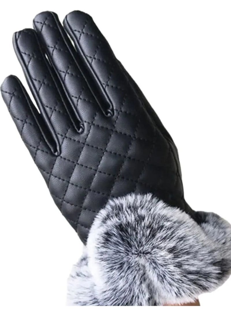 Trenderrs Women's Touch Screen Windproof Cold Resistant Vegan Leather Gloves  - Image 3