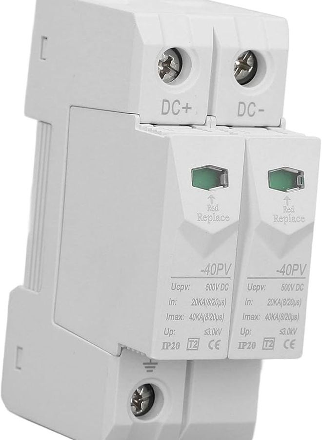 جهاز حماية من زيادة التيار الكهروضوئي من مادة البولي كربونات 40 كيلو أمبير تيار مستمر 500 فولت لحماية من التيار الزائد والجهد الزائد لتركيب على سكة DIN - Image 1