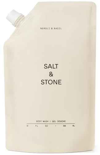 Salt & Stone Salt Stone Body Wash with Antioxidants for Deep Moisture For Women Men Sulfate Paraben Dye Free Leaving Skin Soft and Hydrated Neroli Basil Refill 32 fl oz - Image 1