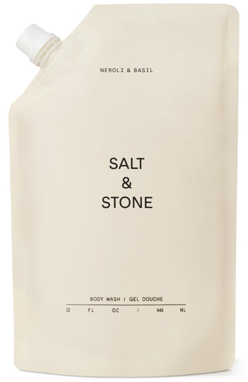 Salt & Stone Salt Stone Body Wash with Antioxidants for Deep Moisture For Women Men Sulfate Paraben Dye Free Leaving Skin Soft and Hydrated Neroli Basil Refill 32 fl oz - Image 2
