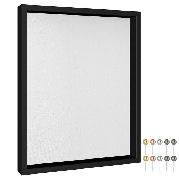 12X16 LARGE SHADOW BOX FRAME WITH SOFT LINEN BACK METAL PUSH PINS INCLUDED MEMORY SHADOW BOX DISPLAY CASE FOR BOUQUET AWARDS MEDALS WEDDING PHOTOS AND MORE BLACK