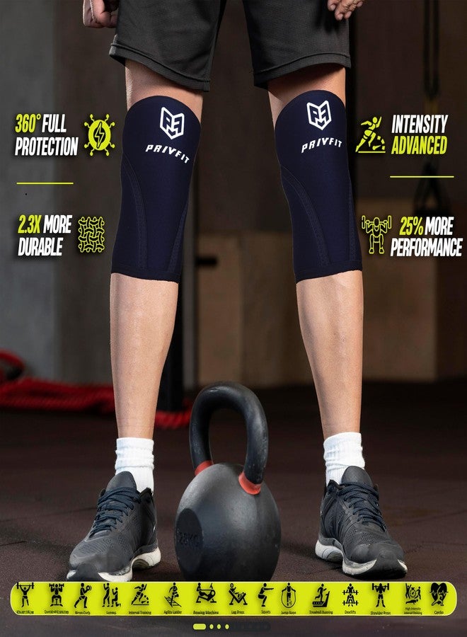 PRIVFIT 7mm Thick Heavy-Duty Professional Knee Workout Compression Support for Weightlifting, Powerlifting & Crossfit - 1 Pair Black - Image 3