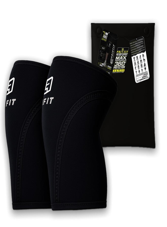 PRIVFIT 7mm Thick Heavy-Duty Professional Knee Workout Compression Support for Weightlifting, Powerlifting & Crossfit - 1 Pair Black - Image 1